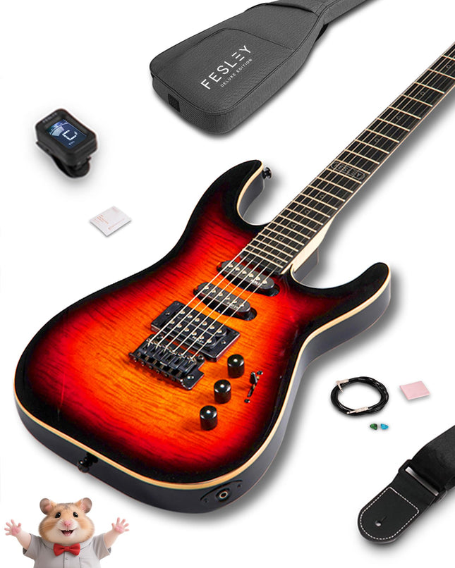 Fesley X 39" Solid Body Electric Guitar:Electric Guitar Kit with Bone Nut, Full