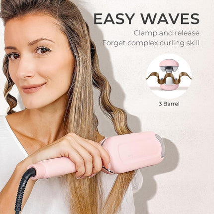 TYMO ROVY Hair Waver Curling Iron, 3-Barrel Ionic Hair Curler with 9 Heat Settin