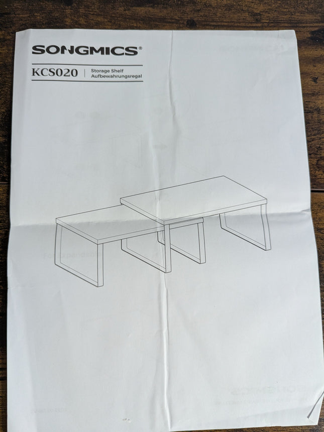 SONGMICS Cabinet Organizer Shelf, Set of 2 Kitchen Counter Shelves, Kitchen Stor