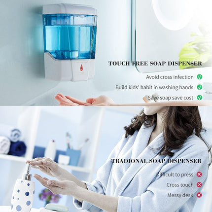 PLUSSEN Soap Dispenser Wall Mount, Automatic Hand Sanitizer Dispenser 600ml Gel