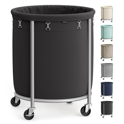 SONGMICS 50.2-Gallon (190 L) Laundry Basket with Wheels, Rolling Round Heavy-Dut