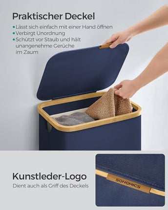 SONGMICS Laundry Hamper with Lid, Large Laundry Basket, 23.8 Gallons (90L), Remo