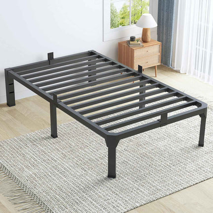 Superay Twin Bed Frame with Mattress Slide Stopper, 18 Inch Metal Platform Bed Frame, Heavy Duty Tall Bed Frame No Box Spring Needed with Large Storage Space, Easy Assembly, Noise Free https://a.co/d/06tf71sS