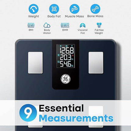 GE Smart Scale for Body Weight Fat Percentage, Digital Bathroom Weight Scales Bl