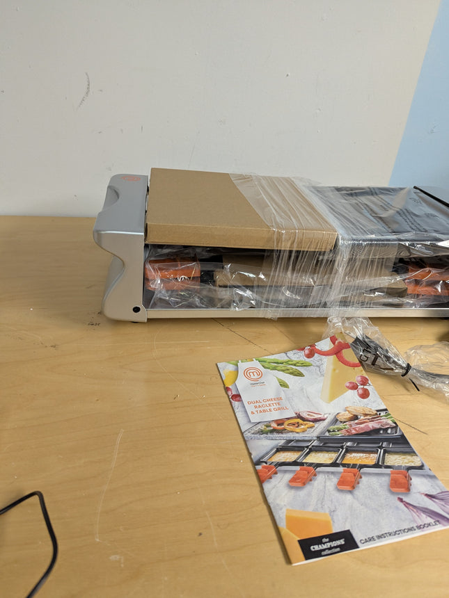 MasterChef Dual Cheese Raclette Table Grill w Non-stick Grilling Plate and Cooki