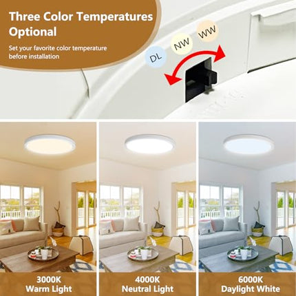 4PK 12Inch LED Flush Mount Ceiling Light, 24W, 2520LM, 3000K/4000K/6000K CCT Sel