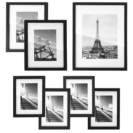 SONGMICS Collage Picture Frames, Set of 7 Photo Frames, Collage Frames, Clear Gl