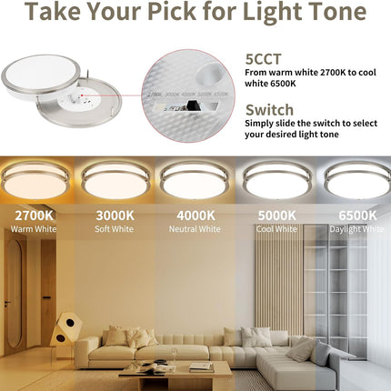 13Inch 36W Ceiling Light Fixtures 2 Packs, 5CCT LED Flush Mount Ceiling Mount Li