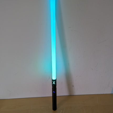 Dueling Lightsaber with 58 cm Blade, 12 RGB Colors, 2-in-1 Light Sabers with Realistic Sound Effects & Aluminum Hilt