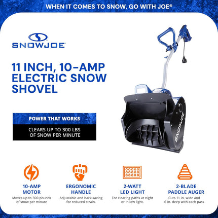 Snow Joe 13" 10 Amp Motor Ergonomic Electric Snow Shovel with Headlights, 324E