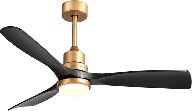 Forrovenco 52 Inch Ceiling Fan with Lights and Remote, White & Gold