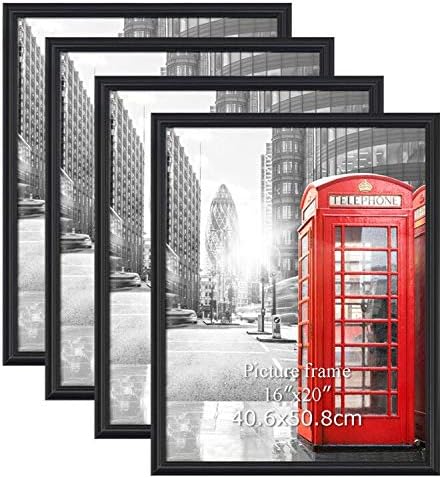 Calenzana 4 Pack 16x20 Poster Picture Frames Black Photo Frame 16 x 20 Set for W