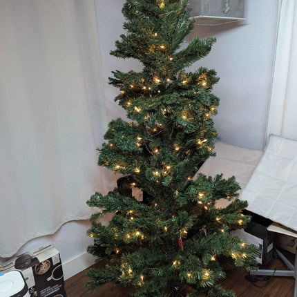 SHareconn 7ft Prelit Artificial Hinged Christmas Pine Tree with Remote Control,