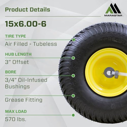 Marastar Front Tire Assembly Replacement, 15" x 6"