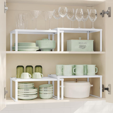 SONGMICS Spice Racks, Set of 2 Metal Cabinet Shelf Organizers, Countertop Organi