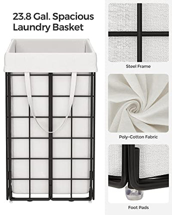 SONGMICS Laundry Hamper, 23.8 Gal. (90L) Laundry Basket, Collapsible Clothes Ham