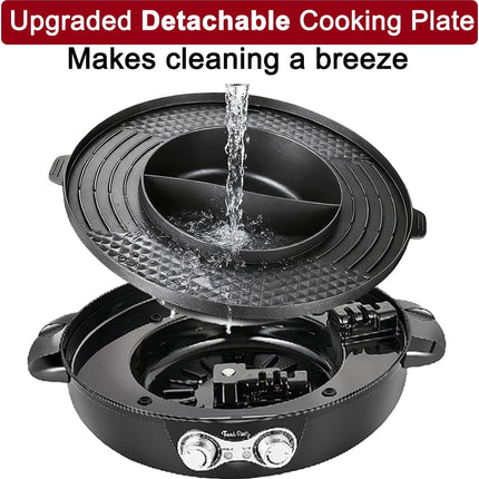 Food Party Hot Pot Electric Korean BBQ Grill Smokeless Indoor 2 in 1 Combo Hotpo