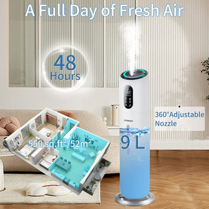 Humidifiers for Bedroom Large Room,ZXBEER 9L Top Fill Ultrasonic Humidifier with