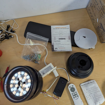 FAULTY Black Ceiling Fans with Lights - 46" Flush Mount Ceiling Fan with Remote