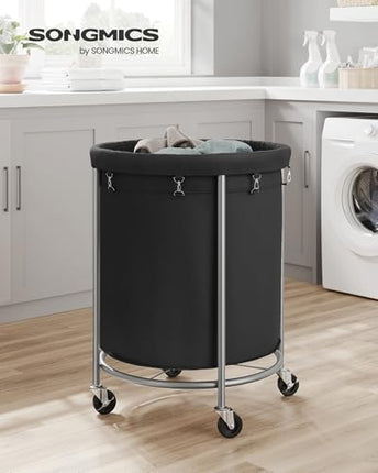 SONGMICS 50.2-Gallon (190 L) Laundry Basket with Wheels, Rolling Round Heavy-Dut