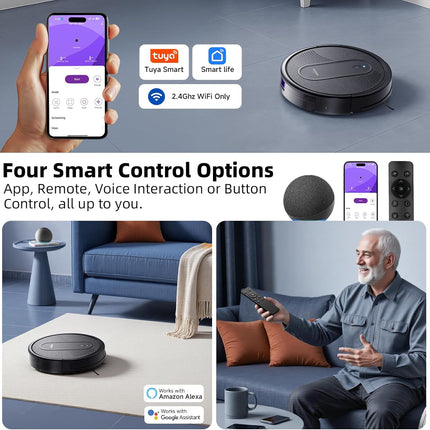 MONSGA Robot Vacuums and mop, Powerful Suction Robotic Vacuum, 140Min Runtime, V