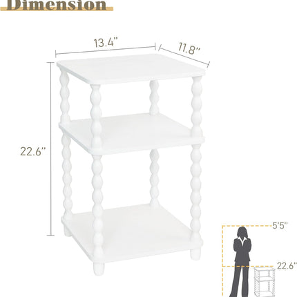 Fultyle End Table, Small Side Table with 3 Tier Open Shelf, Modern NightStand