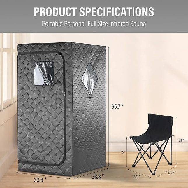 iDOTODO Full Size Home Sauna, Portable Steam Sauna for Home Spa, One Person Fold