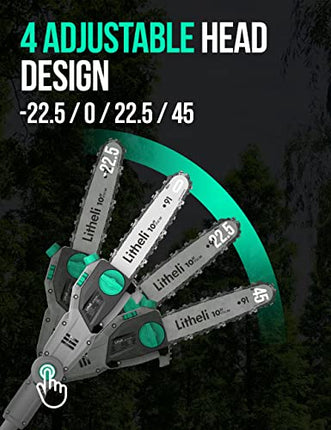 Litheli Cordless Pole Saw 10-Inch, 20V Battery-Powered Pole Saws for Tree Trimmi