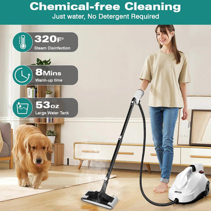 KROQO Steam Cleaner, Steamer with 23 Accessories, Powerful Multipurpose Portable