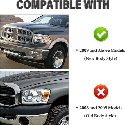 Headlight Assembly Compatible with 2009-2018 Dodge Ram 1500/2010-2018 Dodge Ram