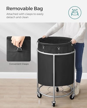 SONGMICS 50.2-Gallon (190 L) Laundry Basket with Wheels, Rolling Round Heavy-Dut