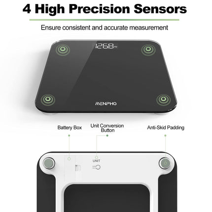 RENPHO Digital Body Weight Scale, Bathroom Weighing Scale with Backlit LED Display, High Precision Sensors, 400 lb Max