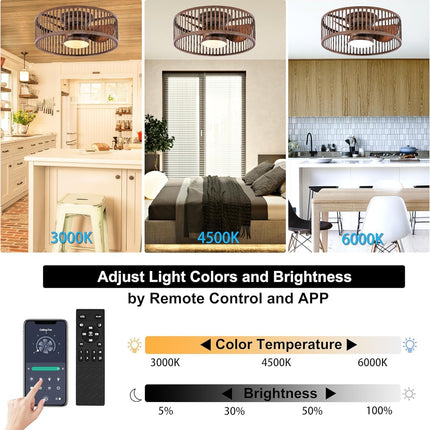Coolbull Ceiling Fan with Lights, Remote & APP Control, 20 Inch Farmhouse Flush