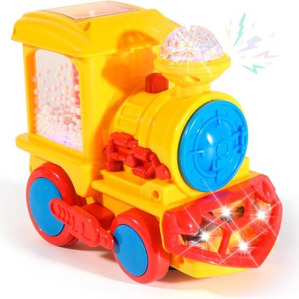 Light Up Train Toy for Toddlers, Transparent Car Toy for Kids with Cool Light an