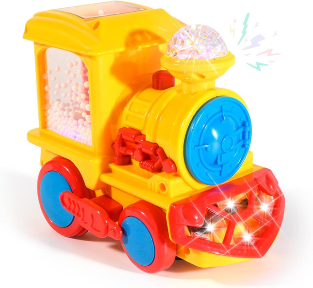 Light Up Train Toy for Toddlers, Transparent Car Toy for Kids with Cool Light an