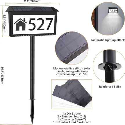 Nazuwke Solar Address Sign, House Numbers for Outside Light Up, 3 Colors Waterpr
