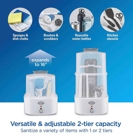 Clorox 2-Tier Electric Steam Sanitizer for Kitchen Utensils, Cleaning Sponges, B