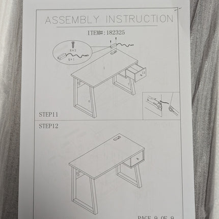ICE ARMOR 47" W Home Office Writing Desk with One Side Drawer Computer Laptop Ta