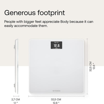 Withings Body Smart Weight & BMI Wi-Fi Digital Scale with HealthMate App, 8 Users, Pregnancy & Baby Mode