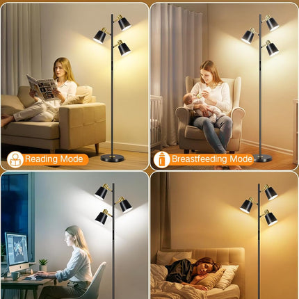 OUTON LED Tree Floor Lamp, Modern Dimmable Standing Lamp with Remote & Touch Con