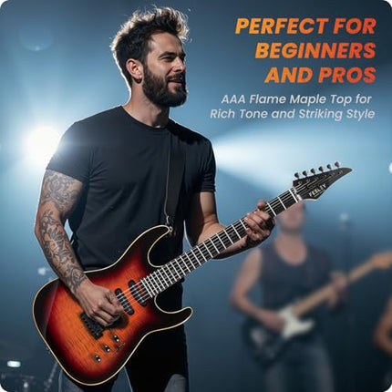 Fesley X 39" Solid Body Electric Guitar:Electric Guitar Kit with Bone Nut, Full
