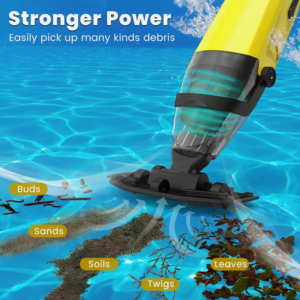 Cordless Pool Vacuum, 60-Min Runtime Rechargeable Pool Cleaner for Above Ground