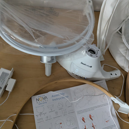 Jool Baby Nova Nature Baby Swing for Newborns with Natural Wood Toys, Electric M