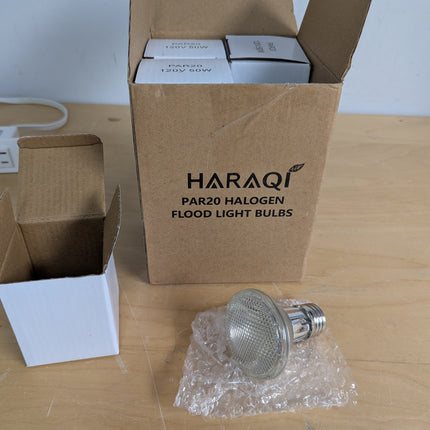 Haraqi 8 Pack PAR20 50W 120V E26 Medium Base Halogen Flood Light Bulbs, Dimmable