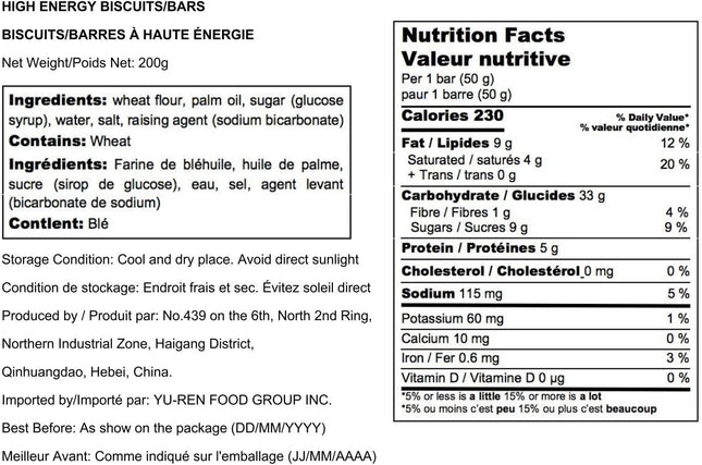 BDH High Energy Bar 36800Kcal Emergency Ration Biscuits Long Shelf-life | 2xLarg