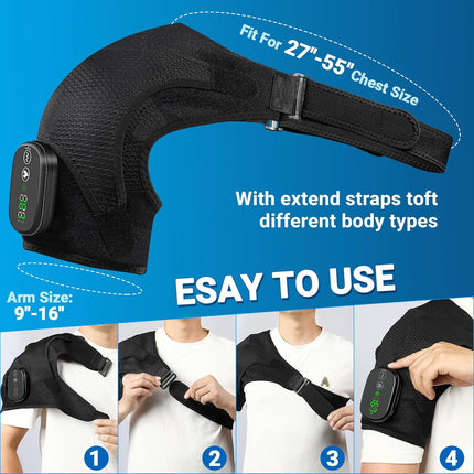 YUANBO Cordless Heated Shoulder Massager, Portable Shoulder Brace Heating Pad wi