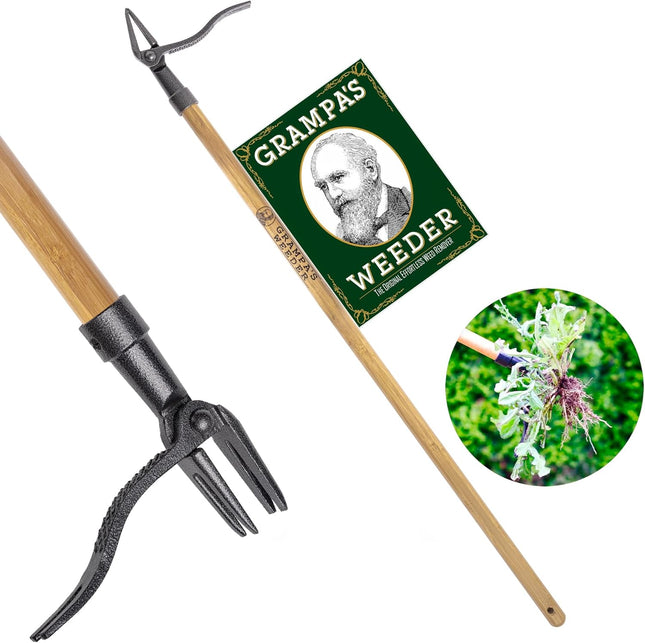Grampa's Weeder - The Original Stand Up Weed Puller - Made with Real Bamboo & St