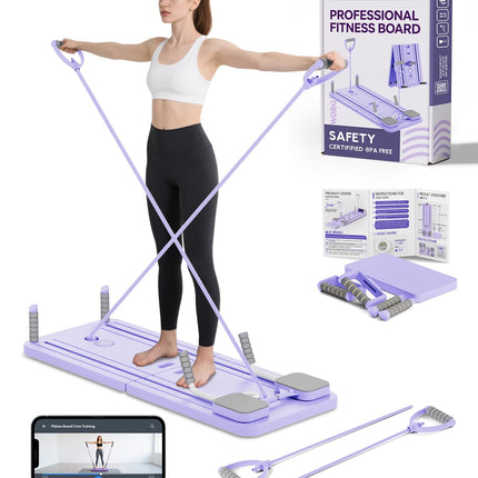 AMAZINGHOME Purple Foldable Pilates Board & Reformer Machine - 300lbs Capacity P