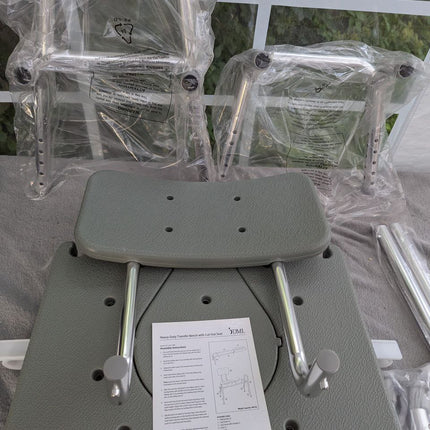 DMI Heavy-duty Sliding Transfer Bench Shower Chair With Cut-out Seat and Adjusta