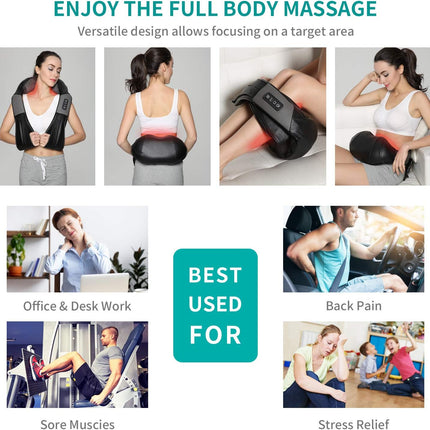 Nekteck Shiatsu Back Neck Massager, Deep Kneading Shoulder Massager with Heat, W